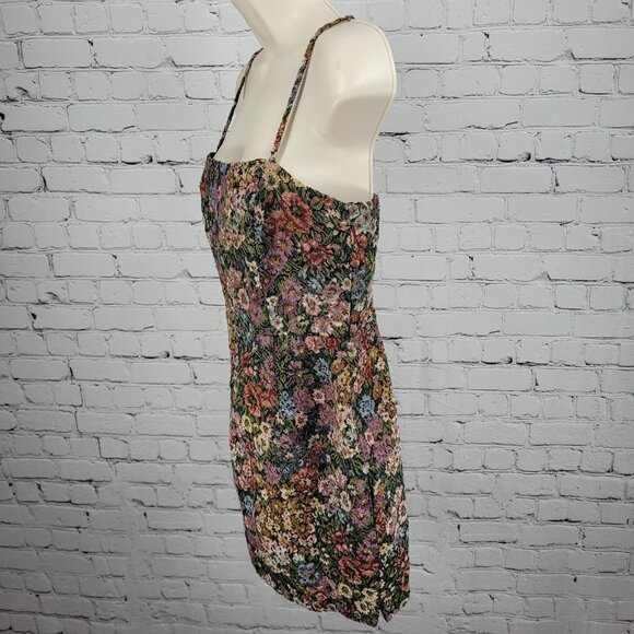Urban Outfitters Multicolor Woven Floral Strappy Stretch Mini Dress Medium M - Picture 10 of 11
